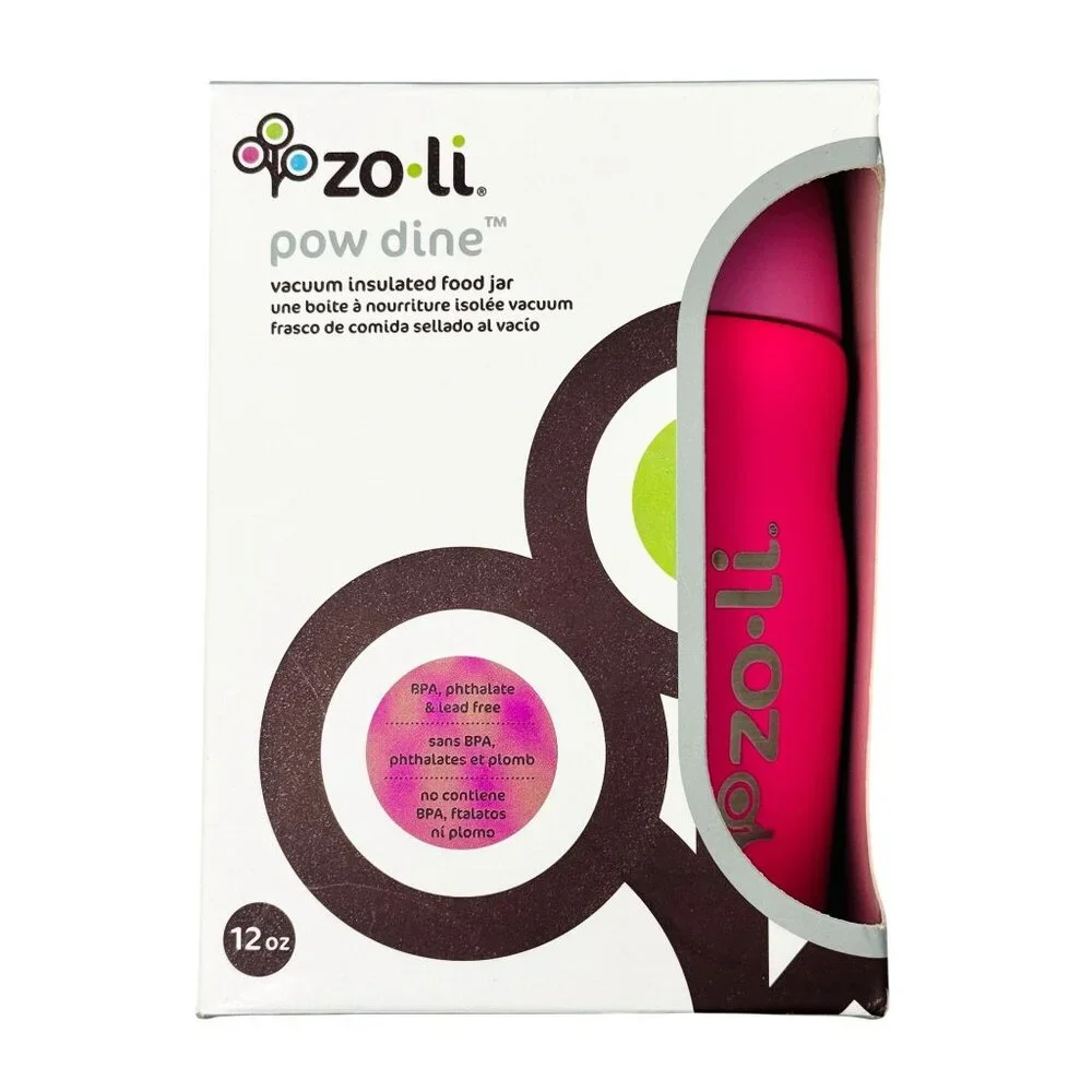 ZoLi Pow Dine Vacuum Insulated Food Jar 12 Oz Pink Stainless Steel NIB